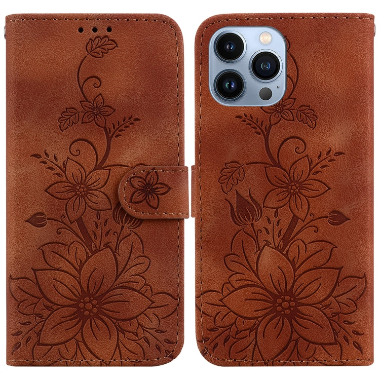 Lily Embossed Leather Phone Case, For iPhone 16, For iPhone 15 Pro Max, For iPhone 15 Pro, For iPhone 15 Plus
