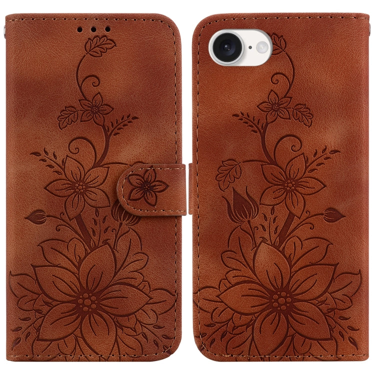Lily Embossed Leather Phone Case, iPhone 16e, For iPhone 16 Pro Max, For iPhone 16 Pro, For iPhone 16 Plus