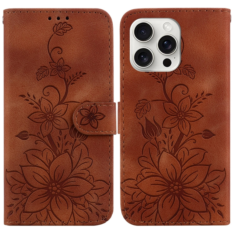 Lily Embossed Leather Phone Case, iPhone 16e, For iPhone 16 Pro Max, For iPhone 16 Pro, For iPhone 16 Plus