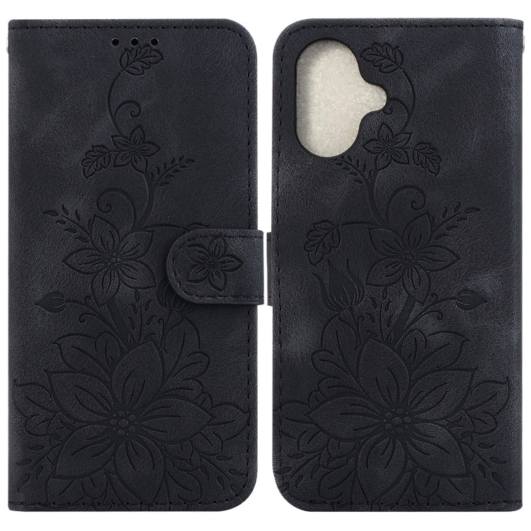 Lily Embossed Leather Phone Case, iPhone 16e, For iPhone 16 Pro Max, For iPhone 16 Pro, For iPhone 16 Plus