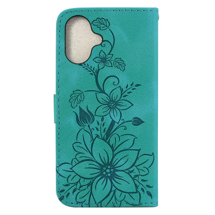 Lily Embossed Leather Phone Case, For iPhone 16, For iPhone 15 Pro Max, For iPhone 15 Pro, For iPhone 15 Plus