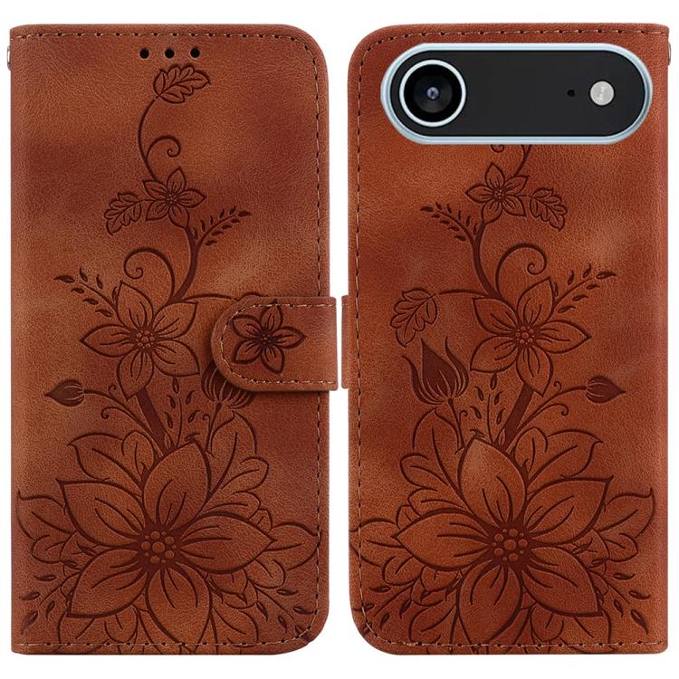 Lily Embossed Leather Phone Case, For iPhone 17 Pro Max, For iPhone 17 Pro, For iPhone 17, For iPhone 17 Air