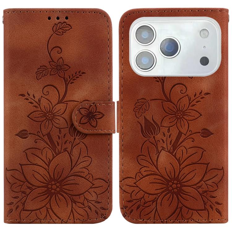 Lily Embossed Leather Phone Case, For iPhone 17 Pro Max, For iPhone 17 Pro, For iPhone 17, For iPhone 17 Air