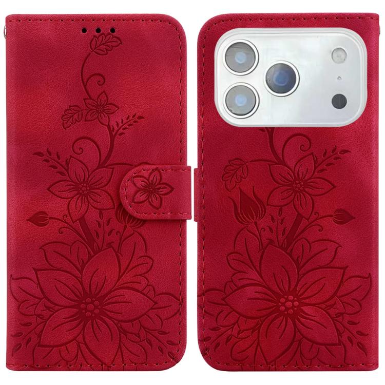 Lily Embossed Leather Phone Case, For iPhone 17 Pro Max, For iPhone 17 Pro, For iPhone 17, For iPhone 17 Air