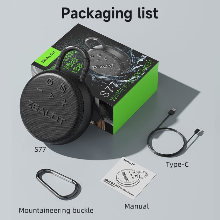 Zealot S77 IPX7 Waterproof Portable Wireless Bluetooth Speaker, S77