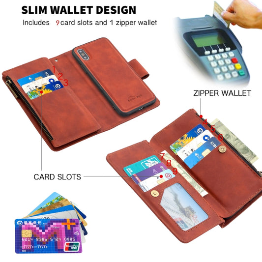 iPhone XS/X case opened to reveal card holders and cash compartments
