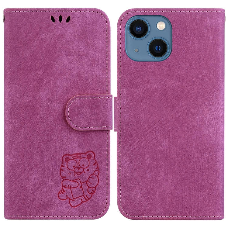 Little Tiger Embossed Leather Phone Case, For iPhone 13, For iPhone 13 mini, For iPhone 12 / 12 Pro, For iPhone 12 Pro Max