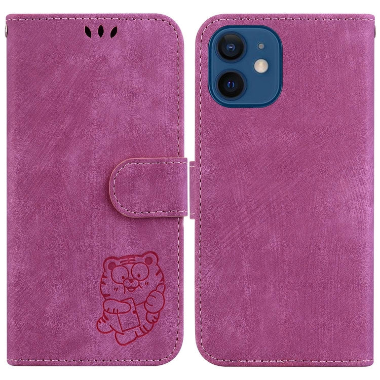 Little Tiger Embossed Leather Phone Case, For iPhone 13, For iPhone 13 mini, For iPhone 12 / 12 Pro, For iPhone 12 Pro Max