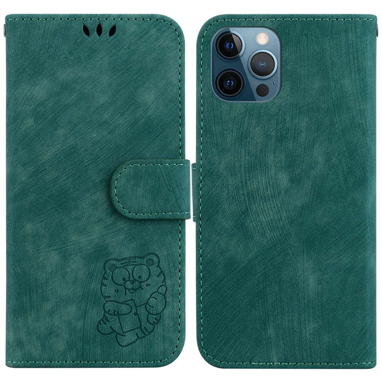 Little Tiger Embossed Leather Phone Case, For iPhone 13, For iPhone 13 mini, For iPhone 12 / 12 Pro, For iPhone 12 Pro Max