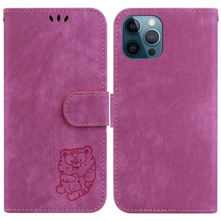 Little Tiger Embossed Leather Phone Case, For iPhone 13, For iPhone 13 mini, For iPhone 12 / 12 Pro, For iPhone 12 Pro Max