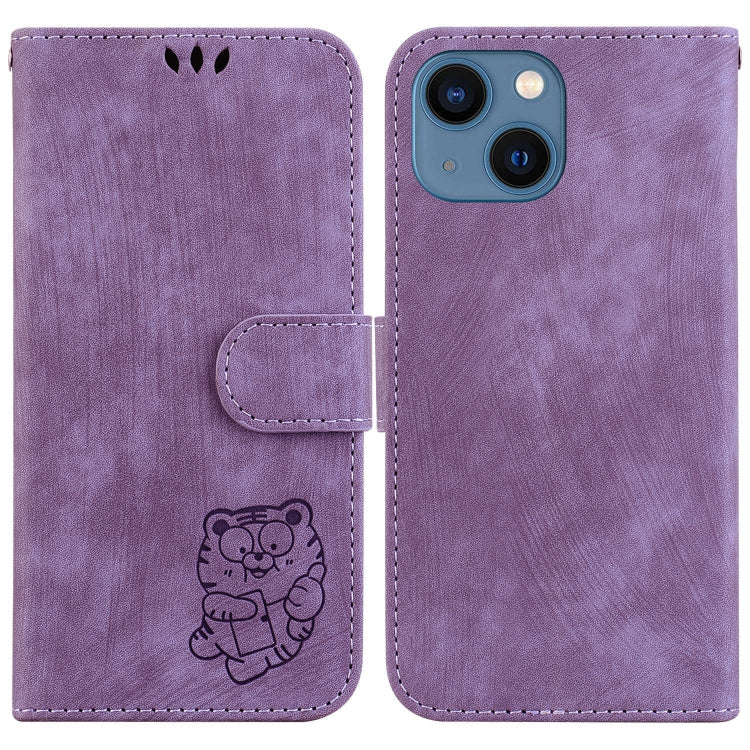 Little Tiger Embossed Leather Phone Case, For iPhone 13, For iPhone 13 mini, For iPhone 12 / 12 Pro, For iPhone 12 Pro Max