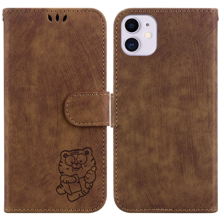 Little Tiger Embossed Leather Phone Case, For iPhone 12 mini, For iPhone 11 Pro Max, For iPhone 11, For iPhone 11 Pro