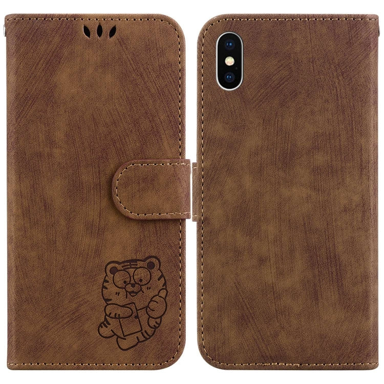 Little Tiger Embossed Leather Phone Case, For iPhone X / XS, For iPhone XR, For iPhone XS Max, For iPhone 7 Plus / 8 Plus