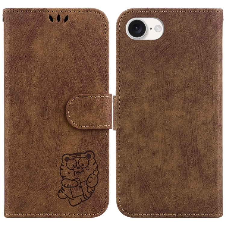 Little Tiger Embossed Leather Phone Case, iPhone 16e, For iPhone 16 Pro Max, For iPhone 16 Pro, For iPhone 16 Plus