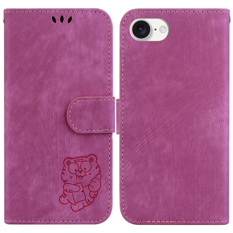 Little Tiger Embossed Leather Phone Case, iPhone 16e, For iPhone 16 Pro Max, For iPhone 16 Pro, For iPhone 16 Plus