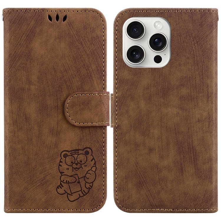 Little Tiger Embossed Leather Phone Case, iPhone 16e, For iPhone 16 Pro Max, For iPhone 16 Pro, For iPhone 16 Plus