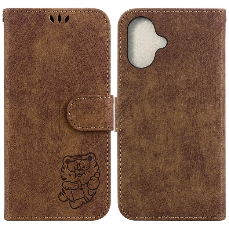 Little Tiger Embossed Leather Phone Case, For iPhone 16, For iPhone 15 Pro Max, For iPhone 15 Pro, For iPhone 15 Plus