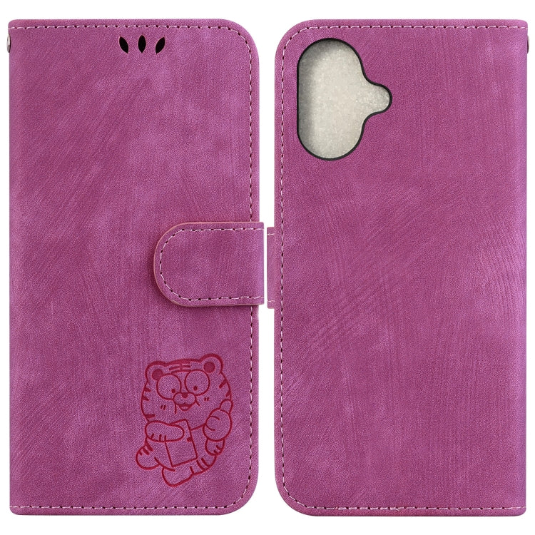 Little Tiger Embossed Leather Phone Case, For iPhone 16, For iPhone 15 Pro Max, For iPhone 15 Pro, For iPhone 15 Plus