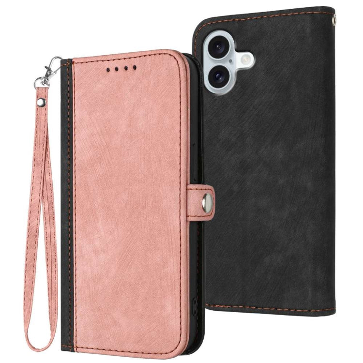 Side Buckle Double Fold Hand Strap Leather Phone Case, iPhone 16e, For iPhone 16 Pro Max, For iPhone 16 Pro, For iPhone 16 Plus