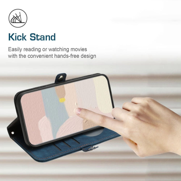 Side Buckle Double Fold Hand Strap Leather Phone Case, For iPhone 16, For iPhone 15 Pro Max, For iPhone 15 Pro, For iPhone 15 Plus