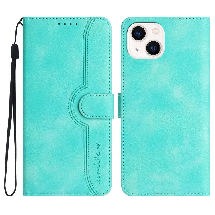 Heart Pattern Skin Feel Leather Phone Case, For iPhone 15