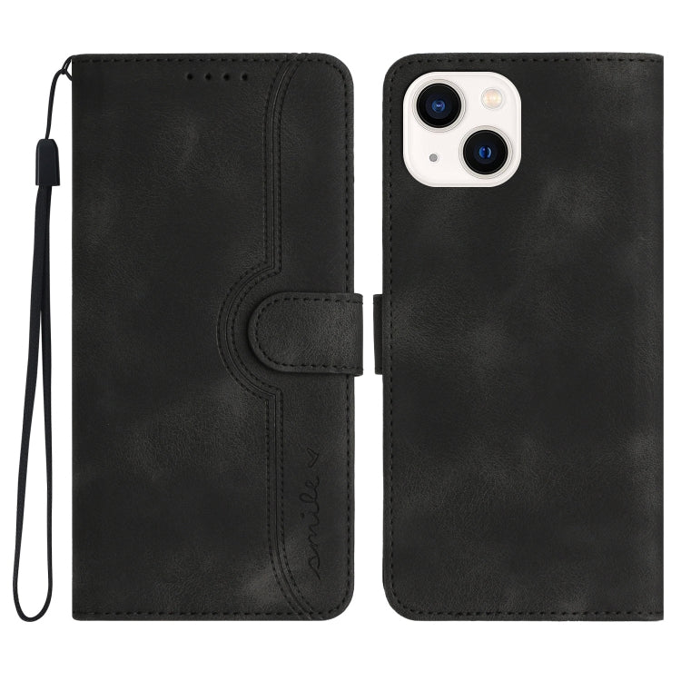 Heart Pattern Skin Feel Leather Phone Case, For iPhone 15