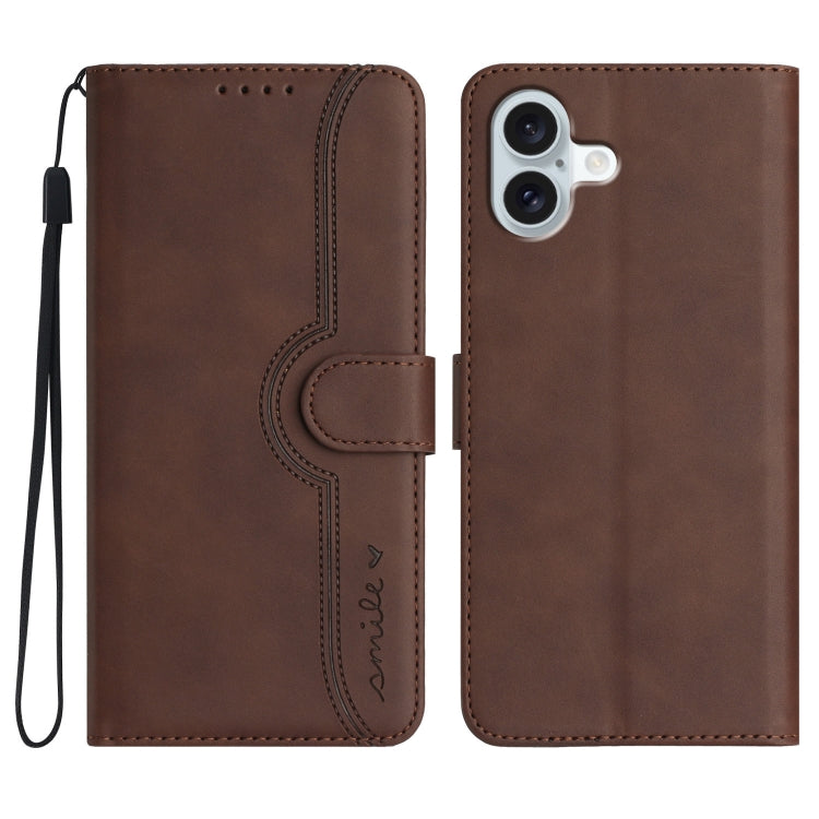 Heart Pattern Skin Feel Leather Phone Case, iPhone 16e, For iPhone 16 Pro Max, For iPhone 16 Pro, For iPhone 16 Plus