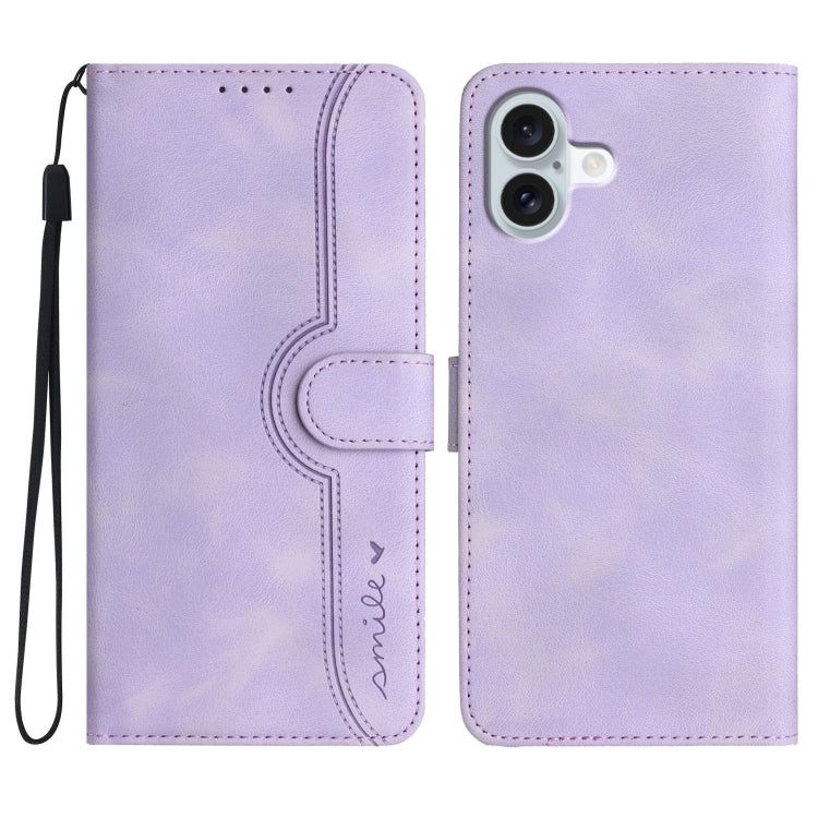 Heart Pattern Skin Feel Leather Phone Case, iPhone 16e, For iPhone 16 Pro Max, For iPhone 16 Pro, For iPhone 16 Plus