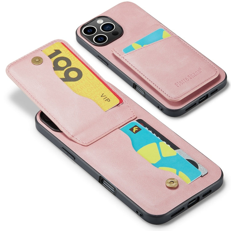 Fierre Shann Crazy Horse Card Holder Back Cover PU Phone Case, For iPhone 16 Pro Max, For iPhone 16 Pro, For iPhone 16 Plus, For iPhone 16