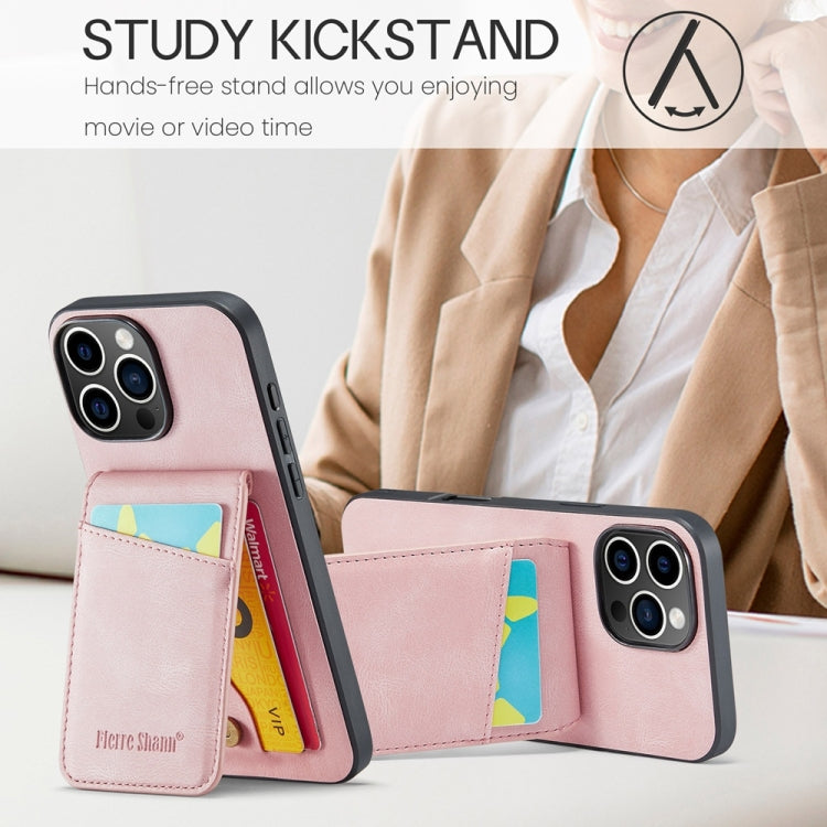 Fierre Shann Crazy Horse Card Holder Back Cover PU Phone Case, For iPhone 16 Pro Max, For iPhone 16 Pro, For iPhone 16 Plus, For iPhone 16