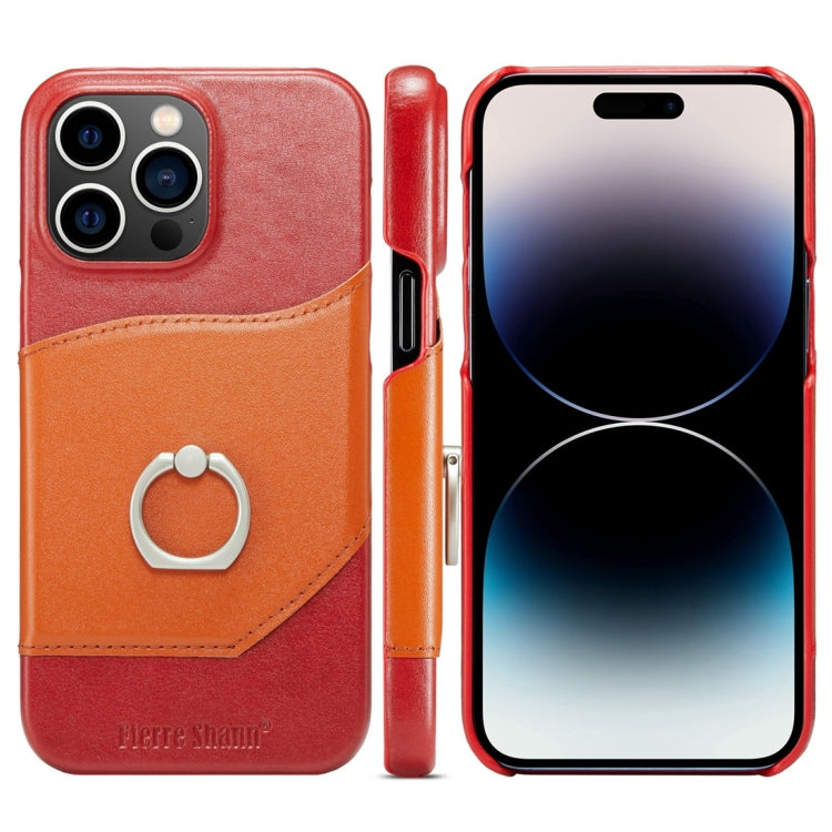 Fierre Shann Oil Wax Texture Genuine Leather Back Cover Phone Case, For iPhone 15 Pro Max, For iPhone 15 Pro, For iPhone 15 Plus, For iPhone 15