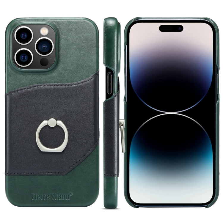 Fierre Shann Oil Wax Texture Genuine Leather Back Cover Phone Case, For iPhone 15 Pro Max, For iPhone 15 Pro, For iPhone 15 Plus, For iPhone 15