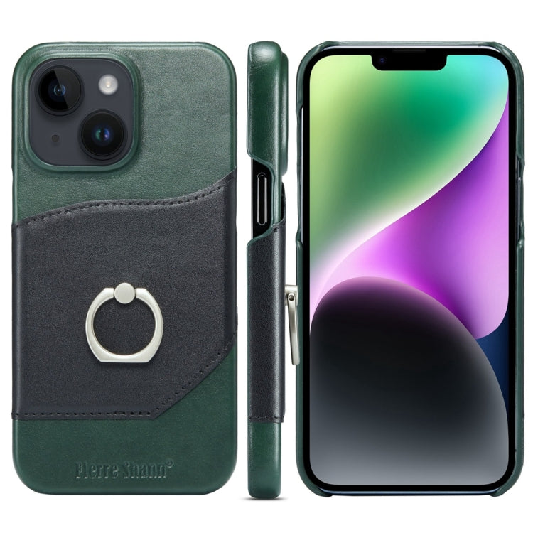 Fierre Shann Oil Wax Texture Genuine Leather Back Cover Phone Case, For iPhone 15 Pro Max, For iPhone 15 Pro, For iPhone 15 Plus, For iPhone 15