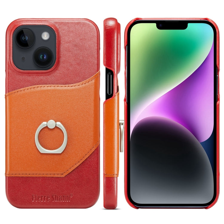 Fierre Shann Oil Wax Texture Genuine Leather Back Cover Phone Case, For iPhone 15 Pro Max, For iPhone 15 Pro, For iPhone 15 Plus, For iPhone 15