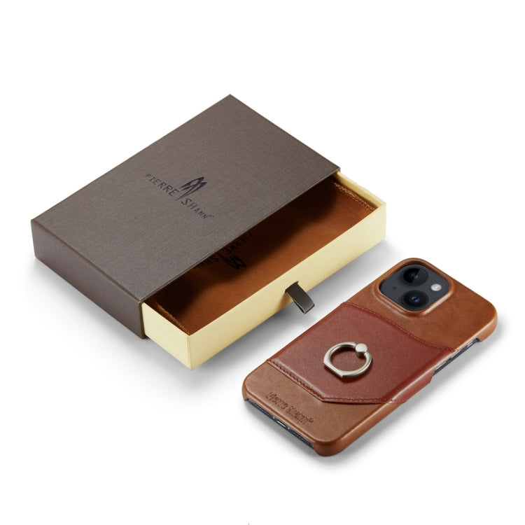 Fierre Shann Oil Wax Texture Genuine Leather Back Cover Phone Case, For iPhone 15 Pro Max, For iPhone 15 Pro, For iPhone 15 Plus, For iPhone 15