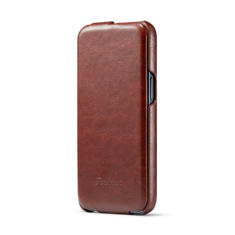 Fierre Shann Oil Wax Texture Vertical Flip PU Phone Case, For iPhone 15 Pro Max, For iPhone 15 Pro, For iPhone 15 Plus, For iPhone 15