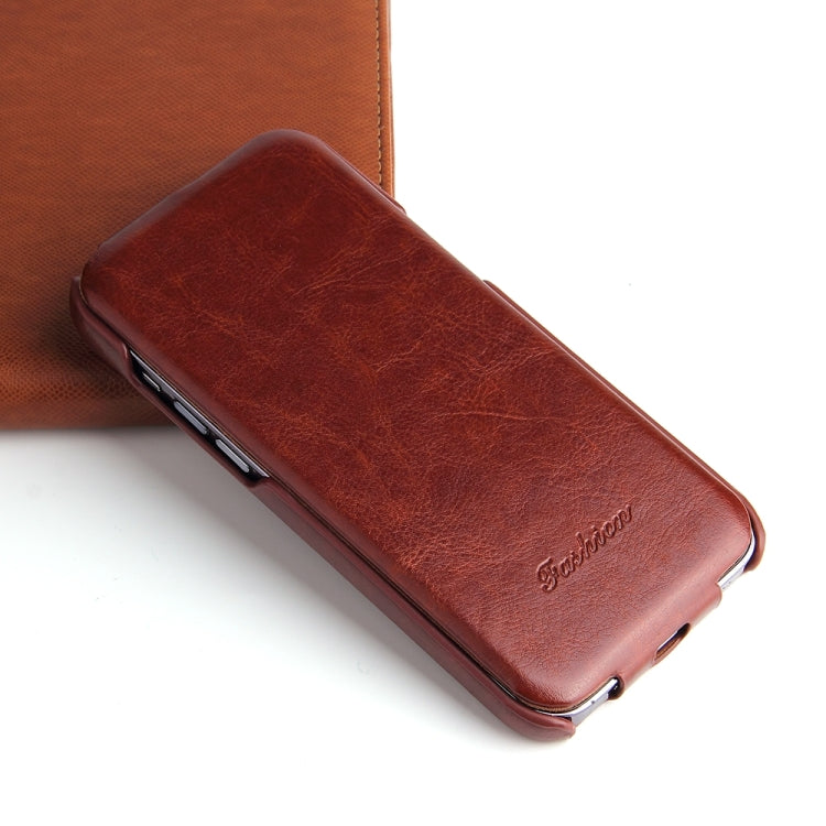 Fierre Shann Oil Wax Texture Vertical Flip PU Phone Case, For iPhone 15 Pro Max, For iPhone 15 Pro, For iPhone 15 Plus, For iPhone 15