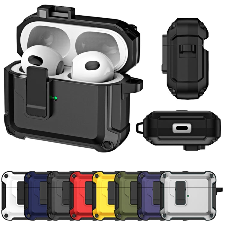 Étui de protection pour écouteurs Bluetooth sans fil en TPU et PC avec verrouillage et crochet, pour AirPods 3