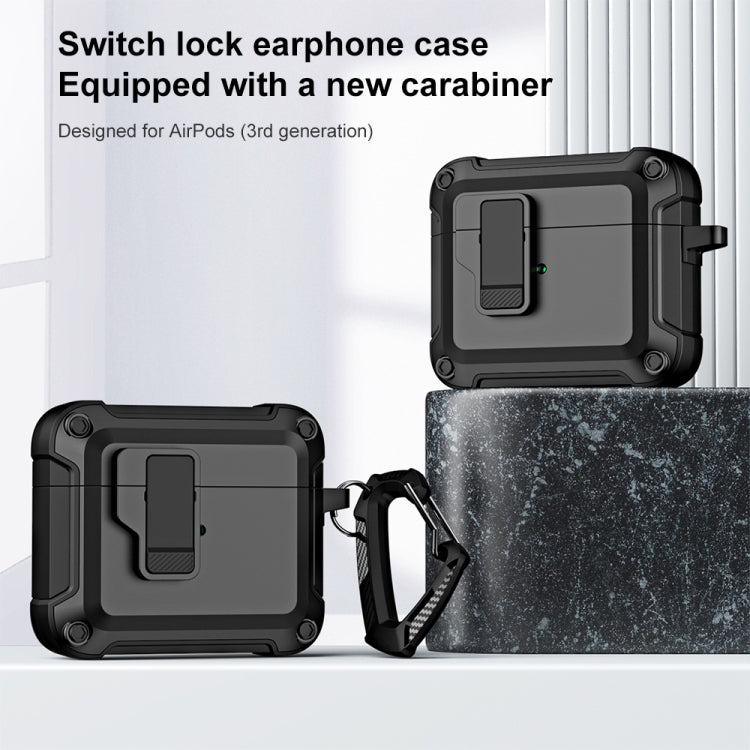 Étui de protection pour écouteurs Bluetooth sans fil en TPU et PC avec verrouillage et crochet, pour AirPods 3