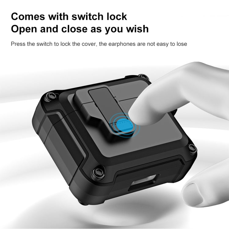 TPU + PC Wireless Bluetooth Earphone Protective Case with Switch Lock & Hook, For AirPods 3