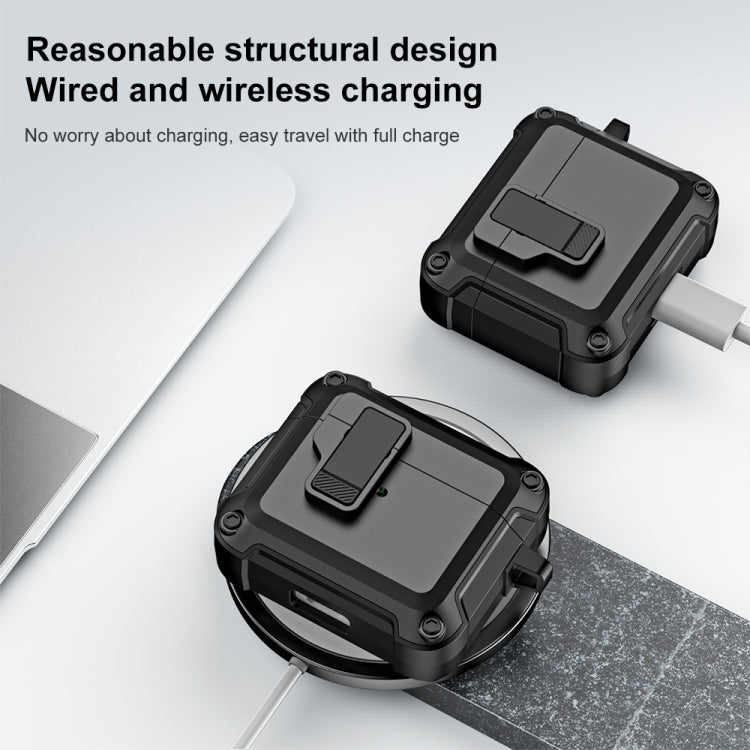Étui de protection pour écouteurs Bluetooth sans fil en TPU et PC avec verrouillage et crochet, pour AirPods 3