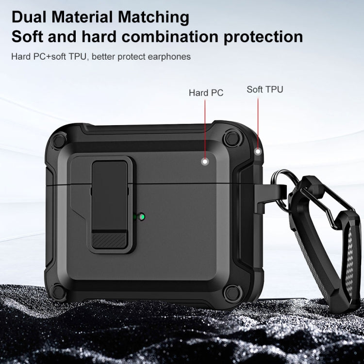 Étui de protection pour écouteurs Bluetooth sans fil en TPU et PC avec verrouillage et crochet, pour AirPods 3