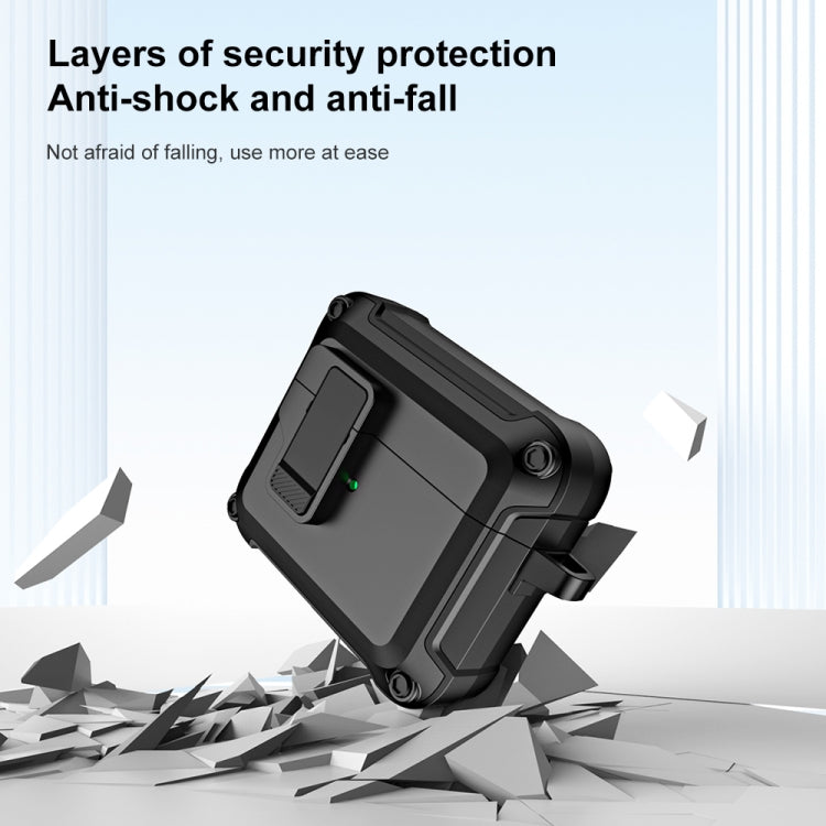 Étui de protection pour écouteurs Bluetooth sans fil en TPU et PC avec verrouillage et crochet, pour AirPods 3