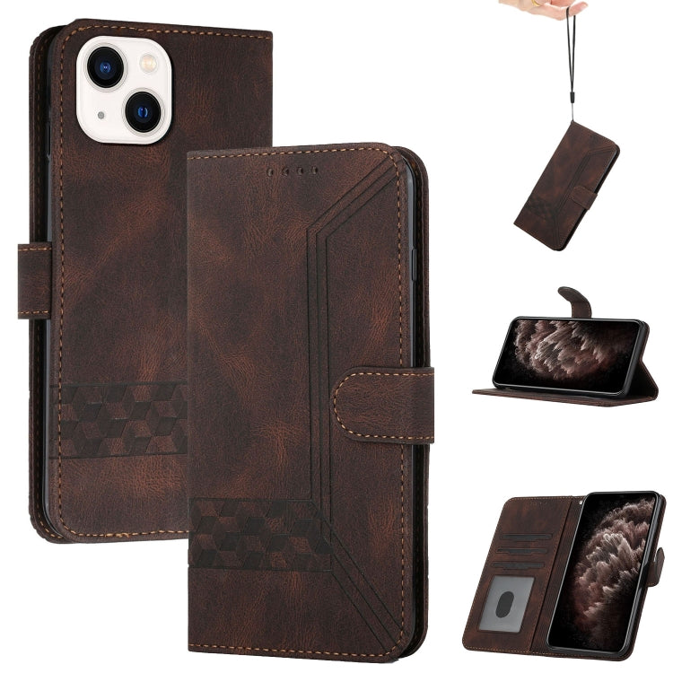 Cubic Skin Feel Flip Leather Phone Case, For iPhone 16, For iPhone 15 Pro Max, For iPhone 15 Pro, For iPhone 15 Plus
