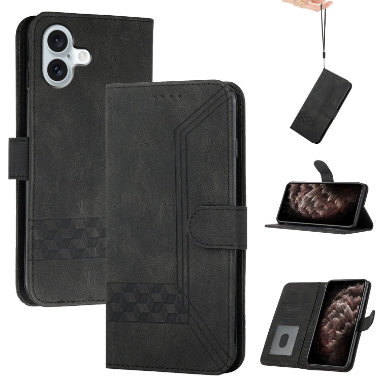 Cubic Skin Feel Flip Leather Phone Case, iPhone 16e, For iPhone 16 Pro Max, For iPhone 16 Pro, For iPhone 16 Plus
