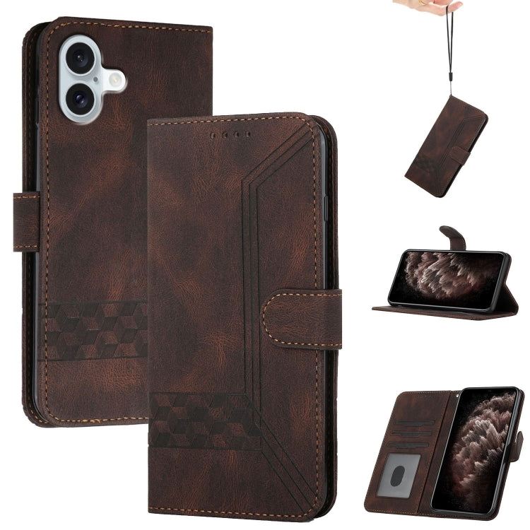 Cubic Skin Feel Flip Leather Phone Case, iPhone 16e, For iPhone 16 Pro Max, For iPhone 16 Pro, For iPhone 16 Plus