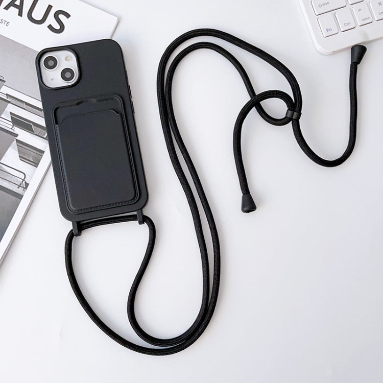 Crossbody Lanyard Elastic Silicone Card Holder Phone Case, For iPhone 15