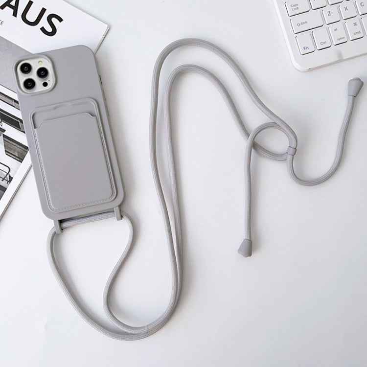Crossbody Lanyard Elastic Silicone Card Holder Phone Case, For iPhone 15 Pro Max