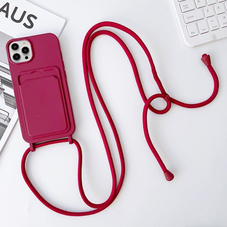 Crossbody Lanyard Elastic Silicone Card Holder Phone Case, For iPhone 15 Pro Max