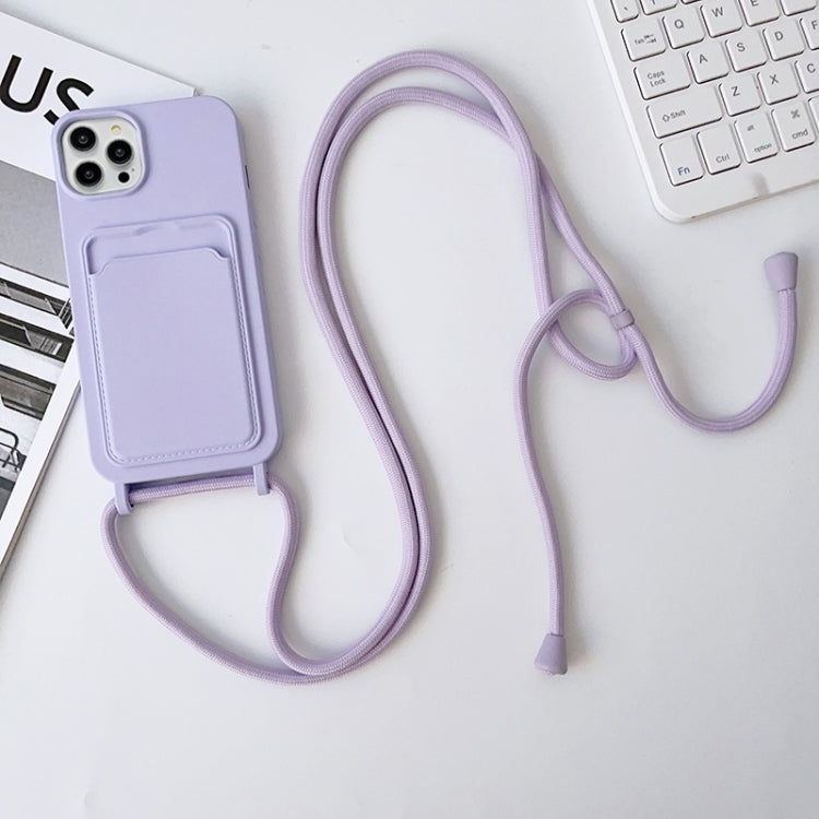 Crossbody Lanyard Elastic Silicone Card Holder Phone Case, For iPhone 15 Pro Max